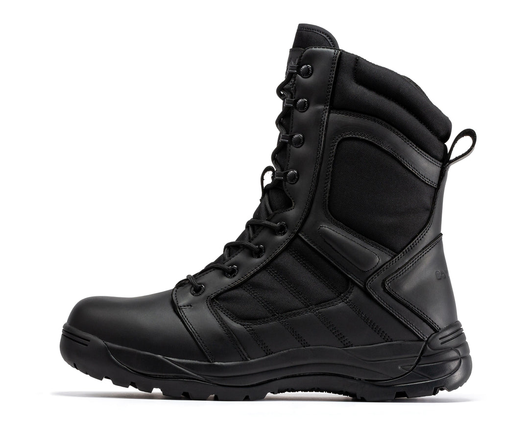 Botas Pro Black Men's 8 inch Side Zipper Rubber Sole Tactical Boots BMP110BK