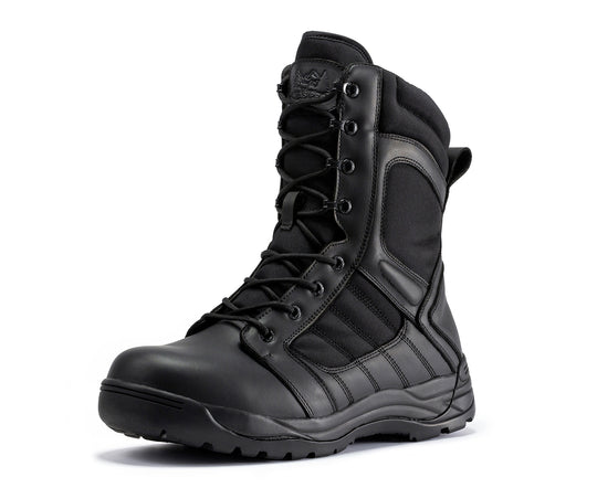 Botas Pro Black Men's 8 inch Side Zipper Rubber Sole Tactical Boots BMP110BK